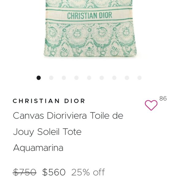 SOLD!Canvas Dioriviera Toile de Jouy Soleil Tote Aquamarina - Picture 7 of 7
